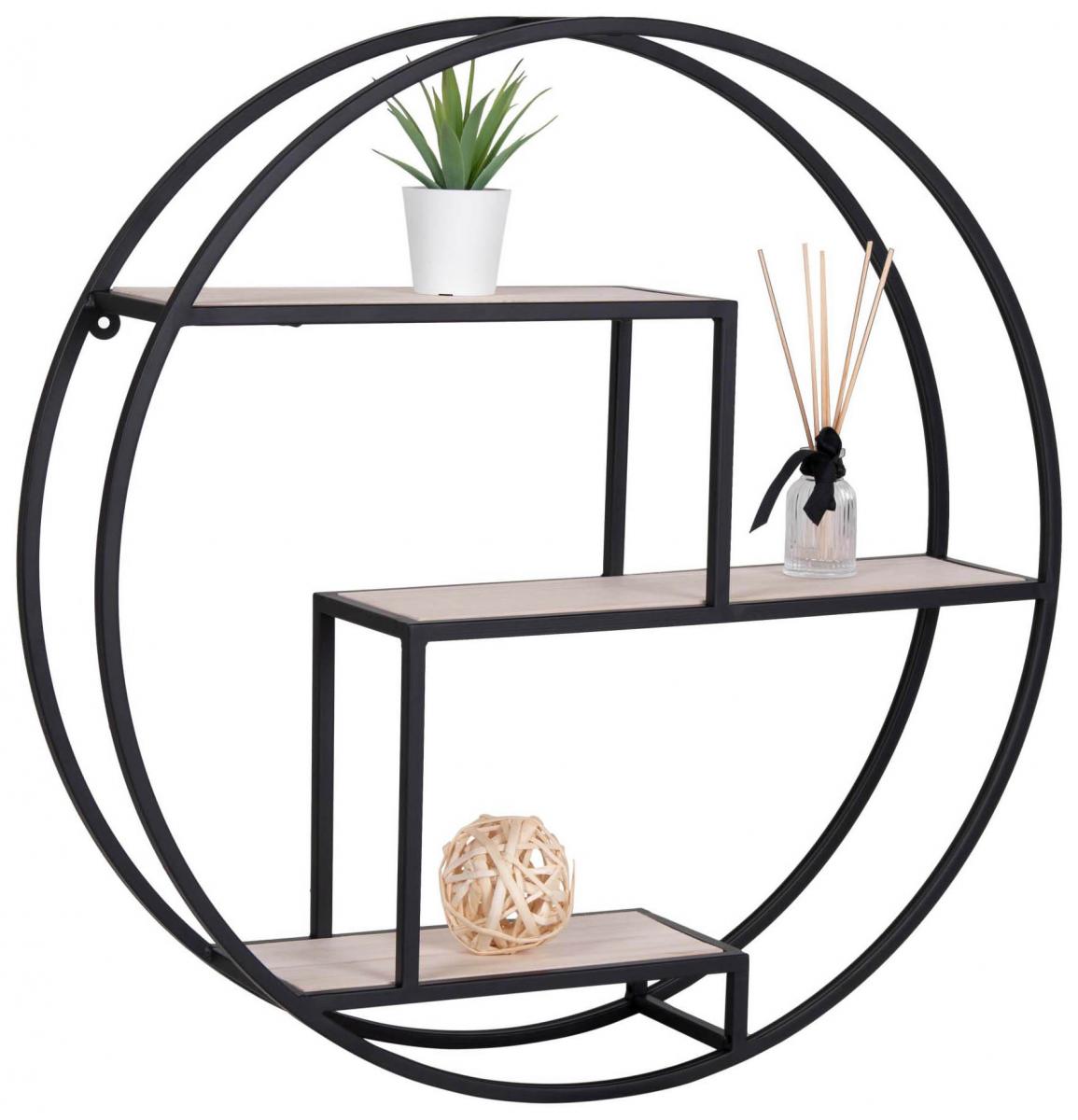 Væghylde Rotterdam 62 cm i diameter - Sort/Træ