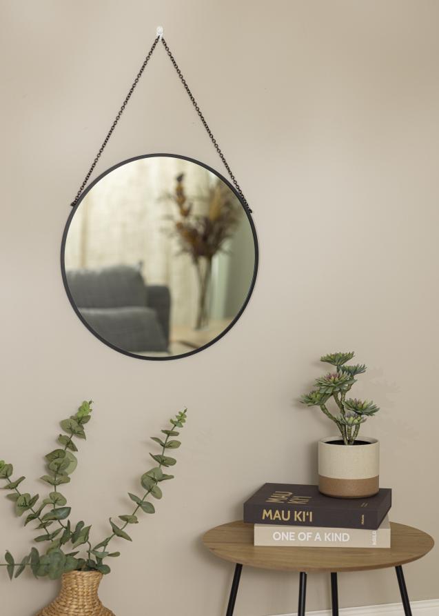 Rundt Spejl Modern Sort 51 cm Ø