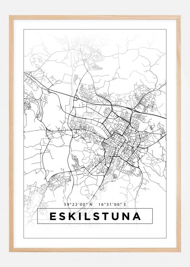 Kort - Eskilstuna - Hvid Plakat