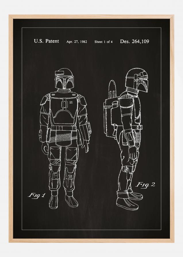 Patenttegning - Star Wars - Boba Fett - Sort Plakat