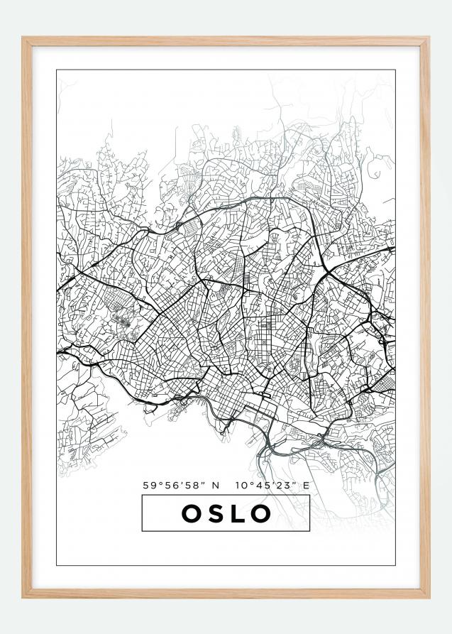 Kort - Oslo - Hvid Plakat