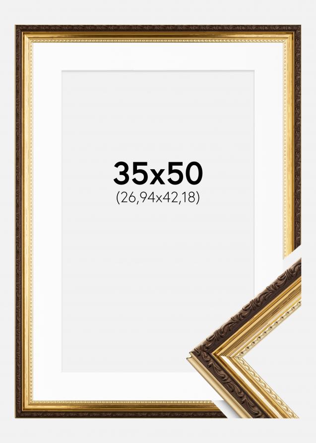 Ramme Abisko Guld 35x50 cm - Passepartout Hvid 11x17 inches (27,94x43,18 cm)