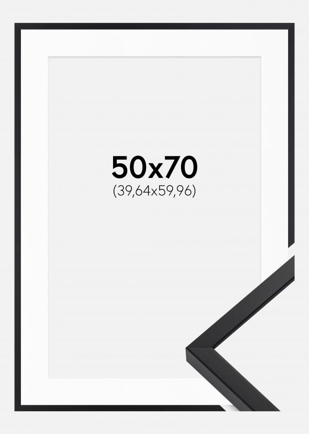 Ramme E-Line Sort 50x70 cm - Passepartout Hvid 16x24 inches