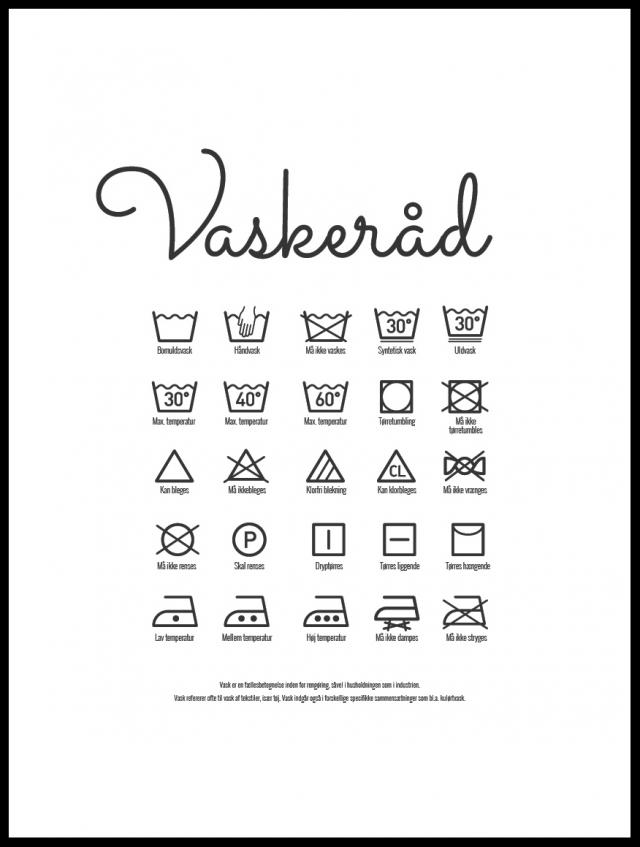 Vaskeråd - Hvid Plakat