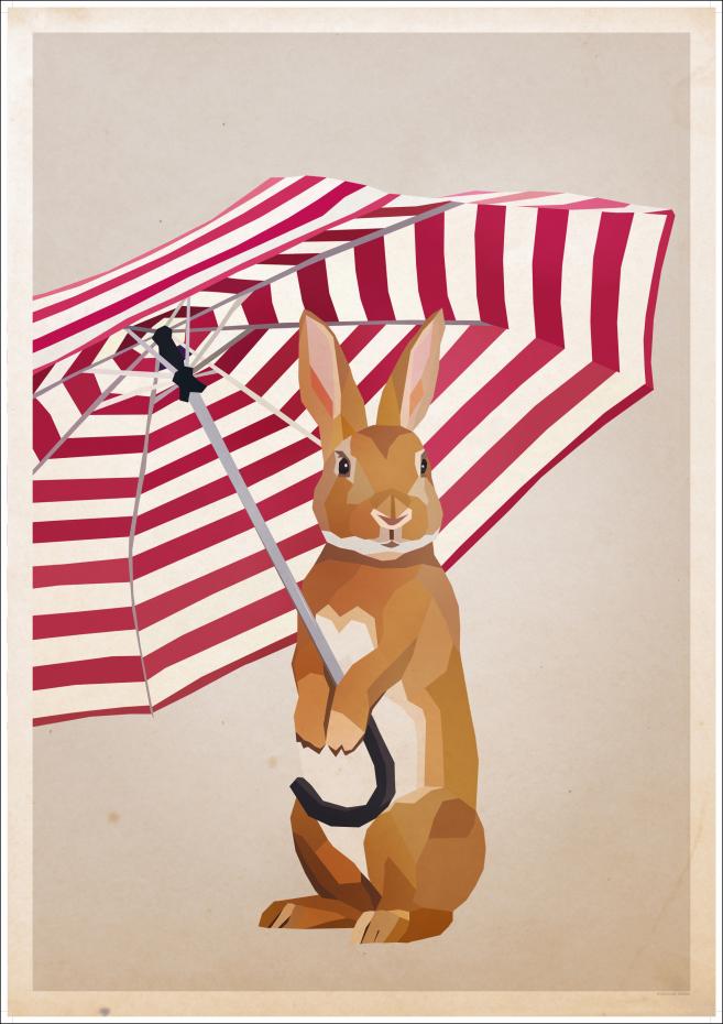 Rabbit with Umbrella Plakat