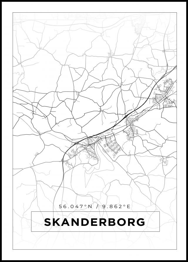 Kort - Skanderborg - Hvid Plakat