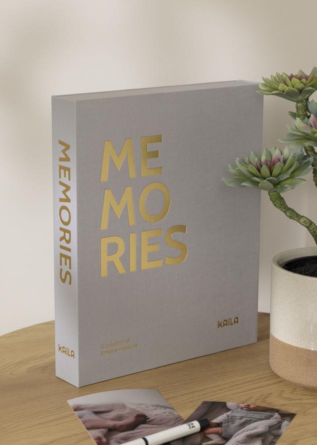 KAILA MEMORIES Grey - Coffee Table Photo Album (60 Sorte Sider / 30 Blade)