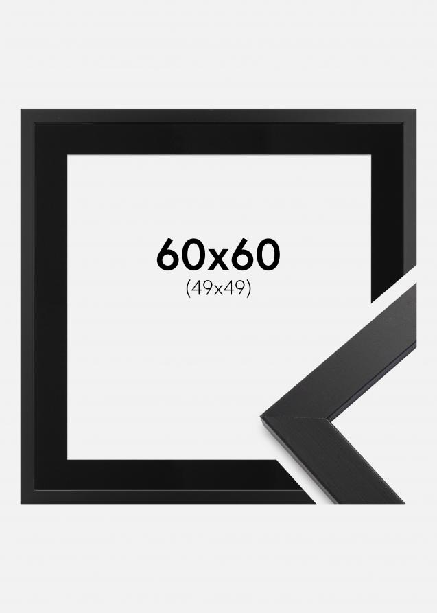 Ramme Black Wood 60x60 cm - Passepartout Sort 50x50 cm