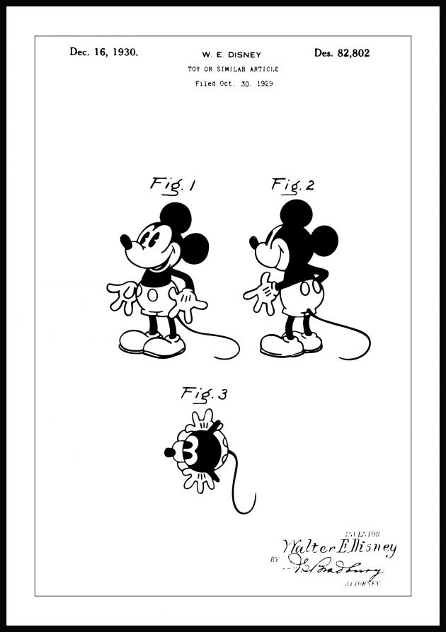 Patenttegning - Disney - Mickey Mouse Plakat