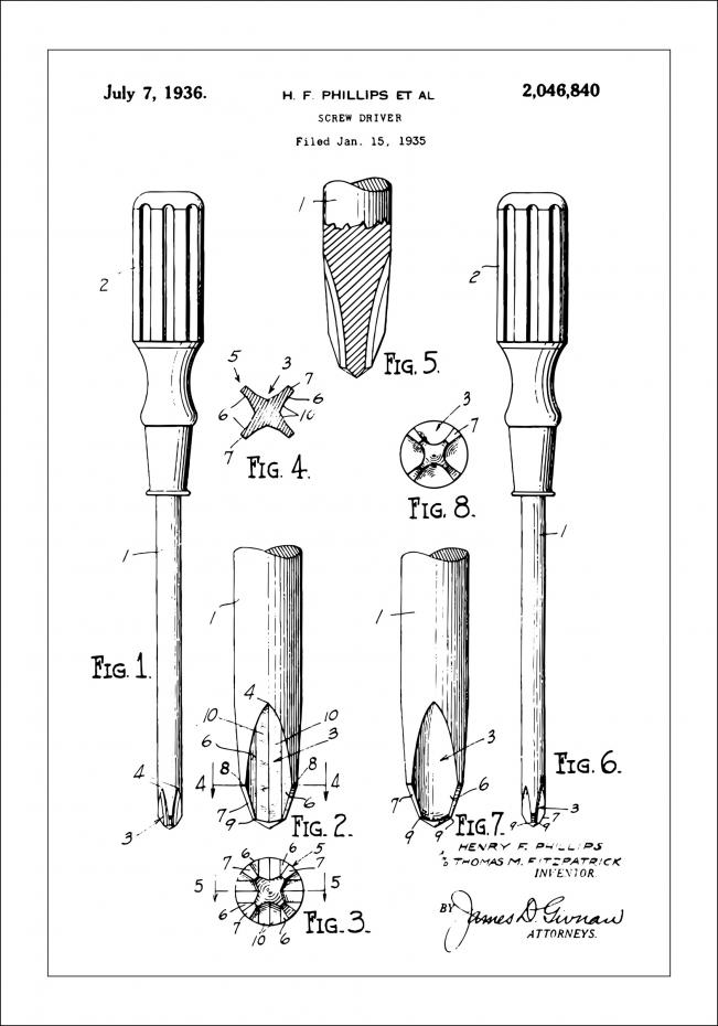 Patenttegning - Skruetrkker Plakat