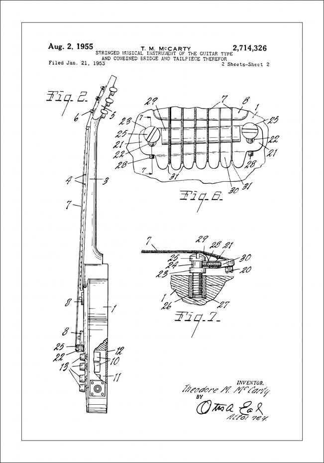 Patenttegning - Elguitar II Plakat