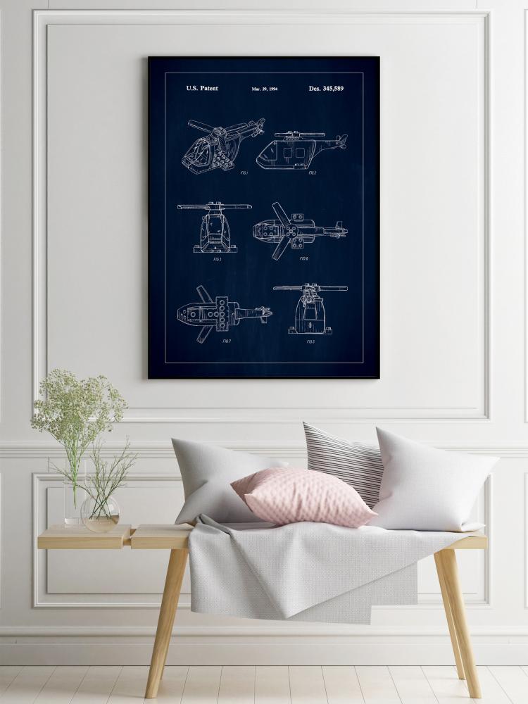 Patent Print - Lego Helicopter - Blue Plakat