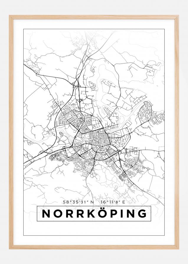 Kort - Norrköping - Hvid Plakat