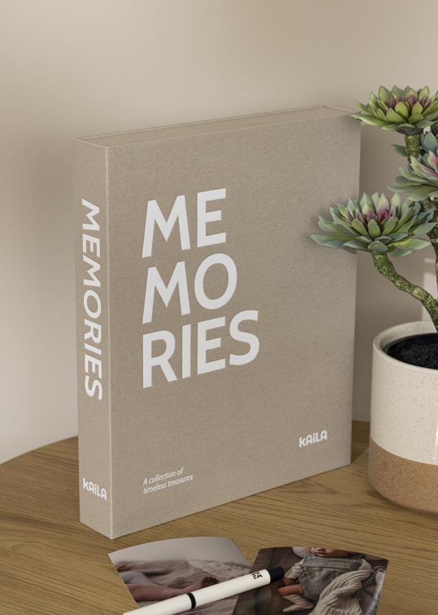KAILA MEMORIES Grey/White - Coffee Table Photo Album (60 Sorte Sider / 30 Blade)