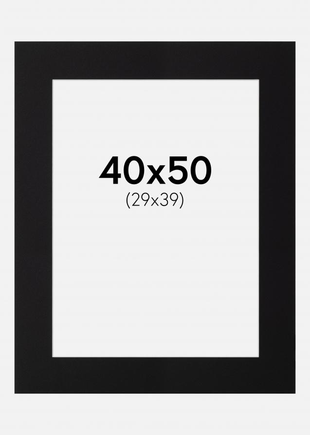 Passepartout Sort (Hvid kerne) 40x50 cm (29x39)