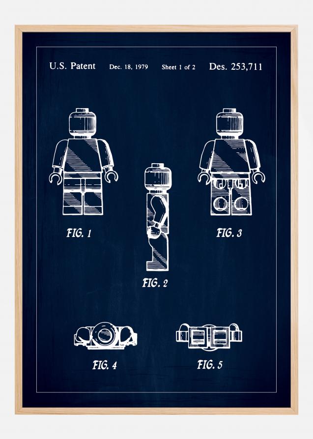 Patenttegning - Lego I - Blå Plakat