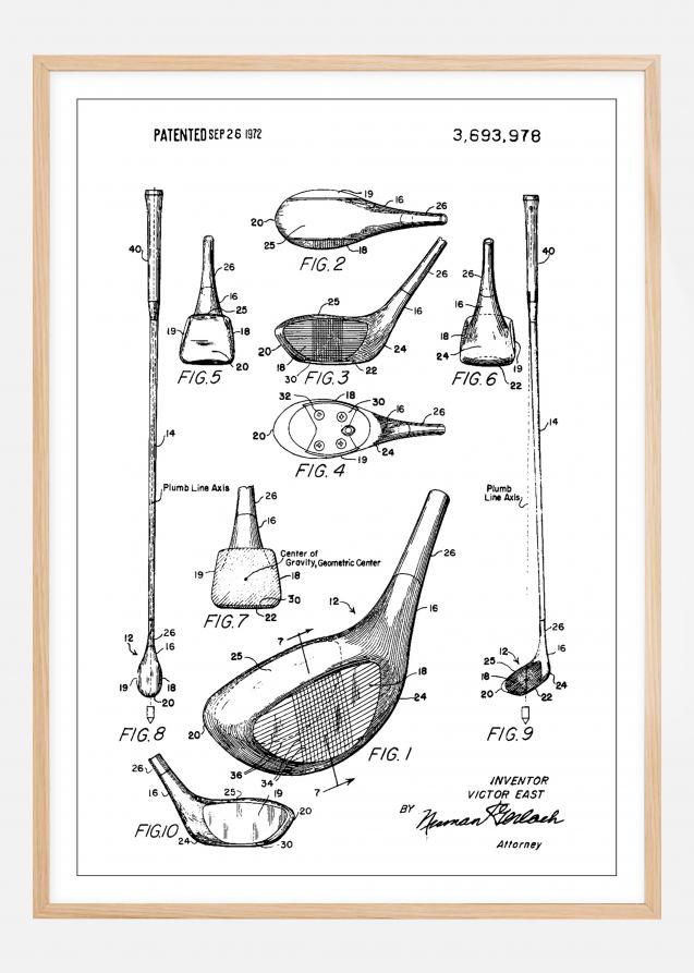 Patent Print - Golf Club - White Plakat