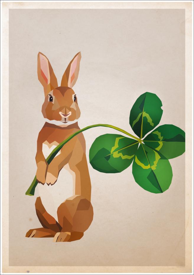 Rabbit with clover Plakat