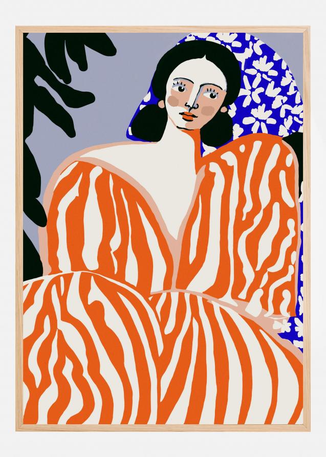 Woman In Striped Suit Plakat