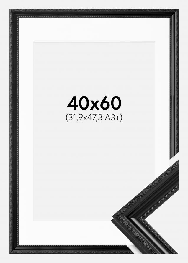 Ramme Abisko Sort 40x60 cm - Passepartout Hvid 32,9x48,3 cm (A3+)