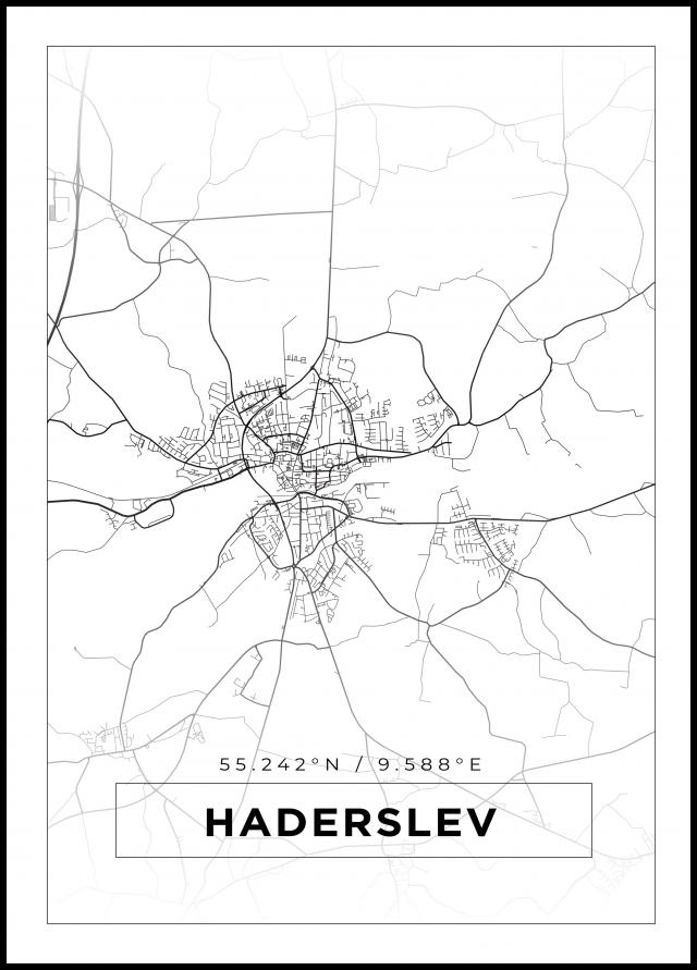 Kort - Haderslev - Hvid Plakat