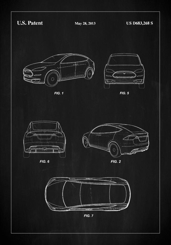 Patent Print - Tesla - Black Plakat