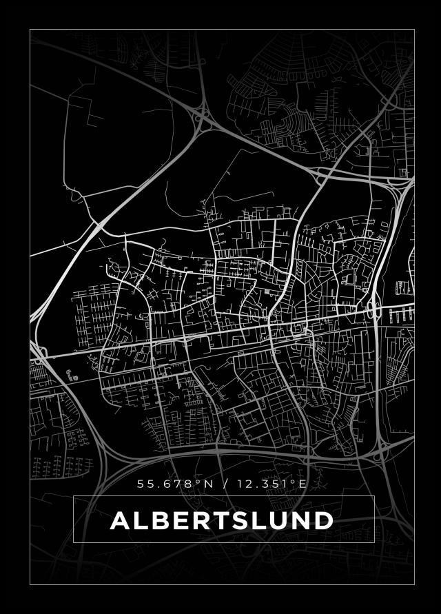 Kort - Albertslund - Sort Plakat