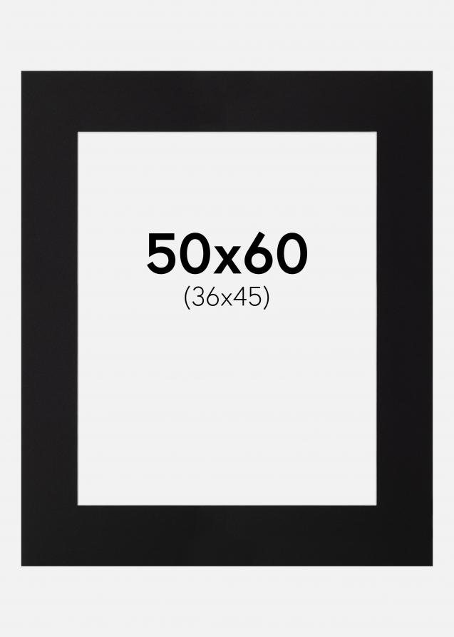 Passepartout Sort Standard (Hvid Kerne) 50x60 cm (36x45)