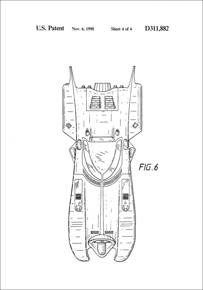 Patenttegning - Batman - Batmobile 1990 IIII Plakat