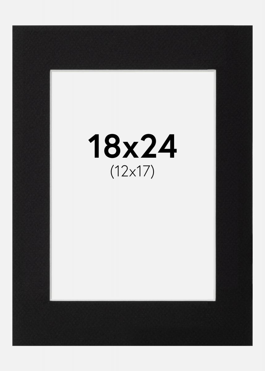Passepartout Sort (Hvid kerne) 18x24 cm (12x17)