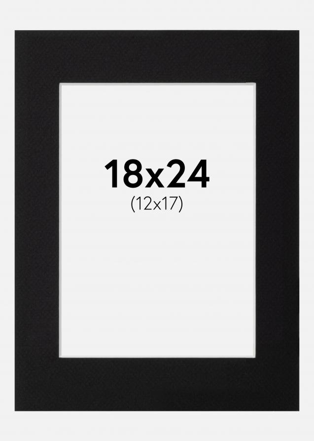Passepartout Sort Standard (Hvid kerne) 18x24 cm (12x17)