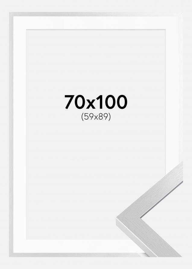 Ramme Selection Sølv 70x100 cm - Passepartout Hvid 60x90 cm