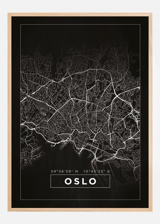 Kort - Oslo - Sort Plakat