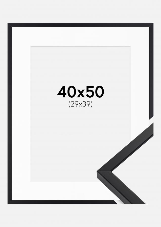 Ramme E-Line Sort 40x50 cm - Passepartout Hvid 30x40 cm