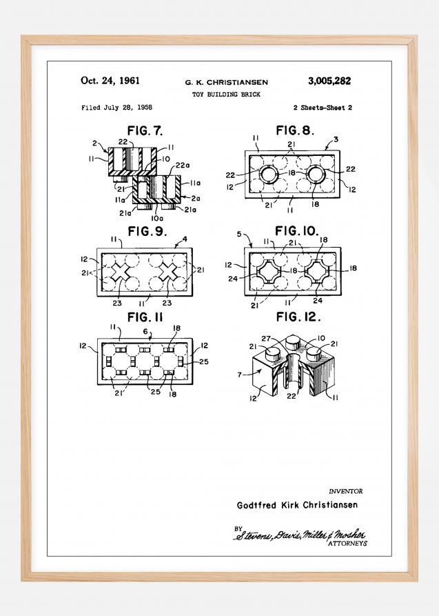 Patent Print - Lego Block II - White Plakat