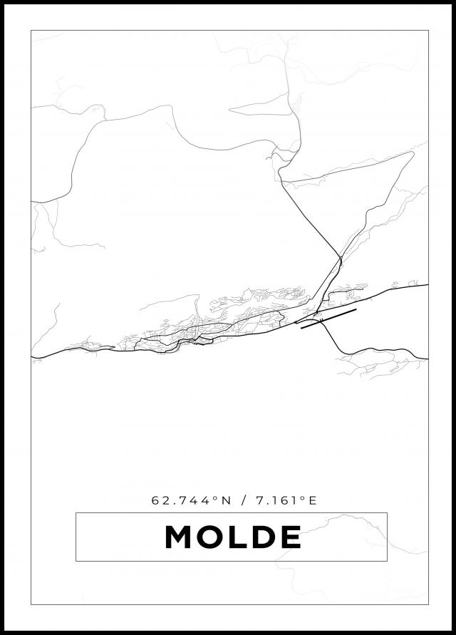 Kort - Molde - Hvid Plakat