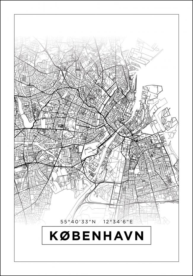 Kort - Kbenhavn - Hvid Plakat