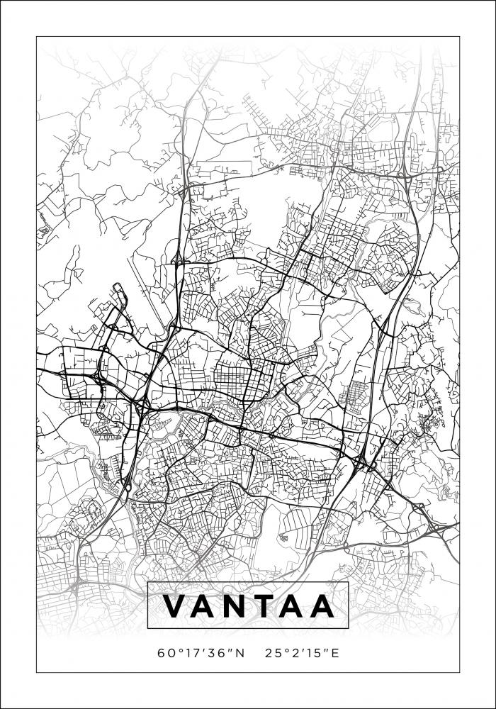 Kort - Vantaa - Hvid Plakat