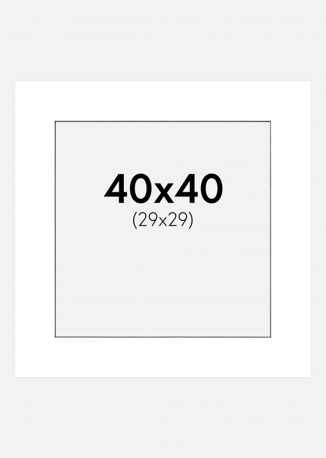 Passepartout Hvid (Sort kerne) 40x40 cm (29x29 cm)