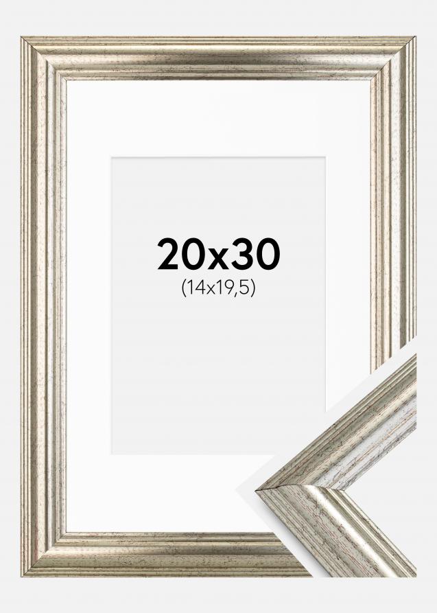 Ramme Västkusten Sølv 20x30 cm - Passepartout Hvid 15x21 cm (A5)