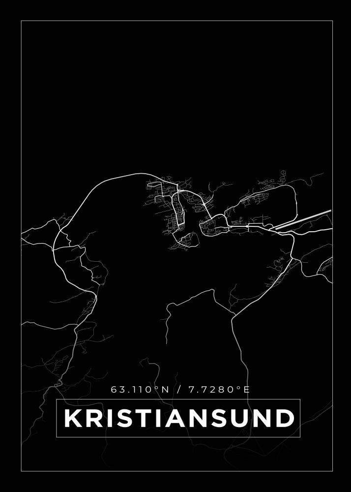 Kort - Kristiansund - Sort Plakat