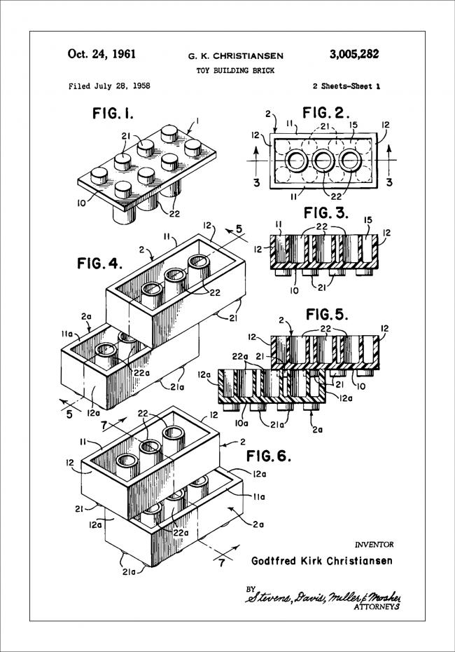 Patent Print - Lego Block I - White