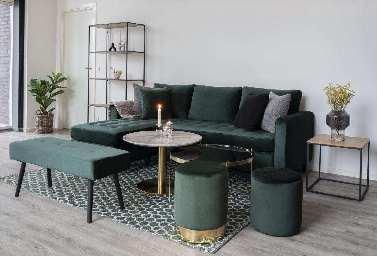 Sofabord Bolzano 70x70 cm - Marmor/Messing