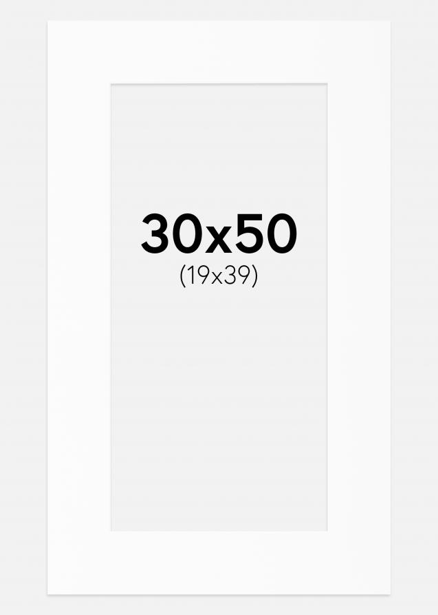 Passepartout Hvid Standard (Hvid kerne) 30x50 cm (19x39)