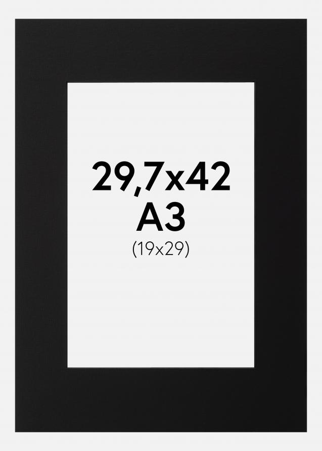 Passepartout Sort (Sort kerne) 29,7x42 cm (19x29)