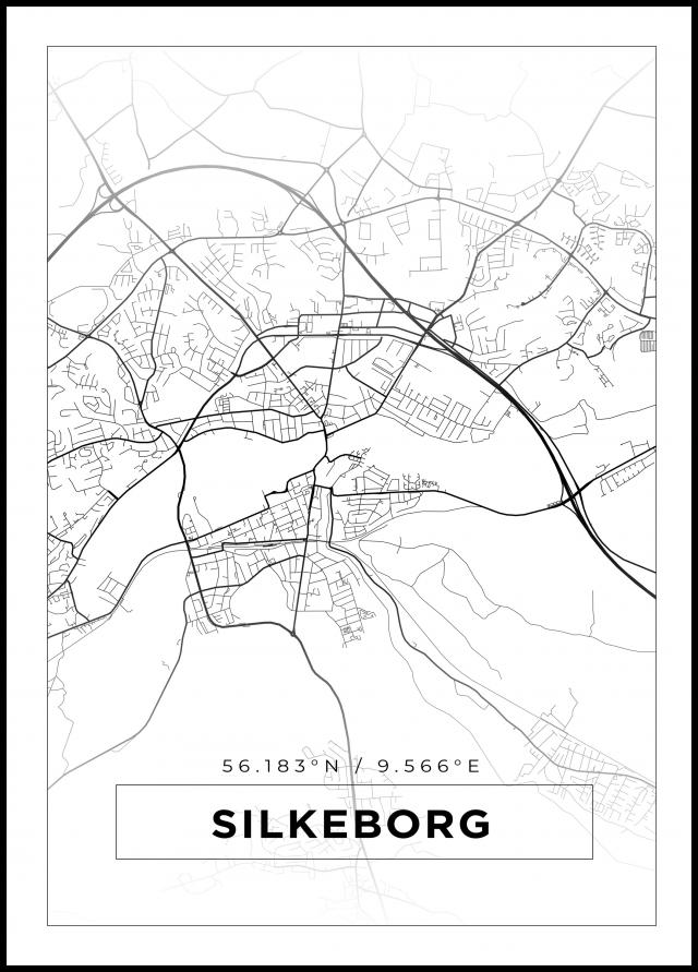 Kort - Silkeborg - Hvid Plakat