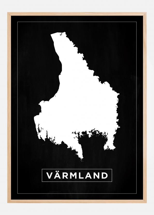 Kort - Värmland - Sort Plakat