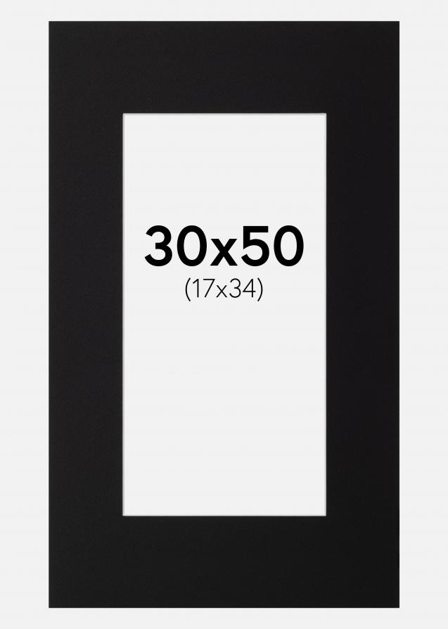 Passepartout Sort Standard (Hvid Kerne) 30x50 cm (17x34)