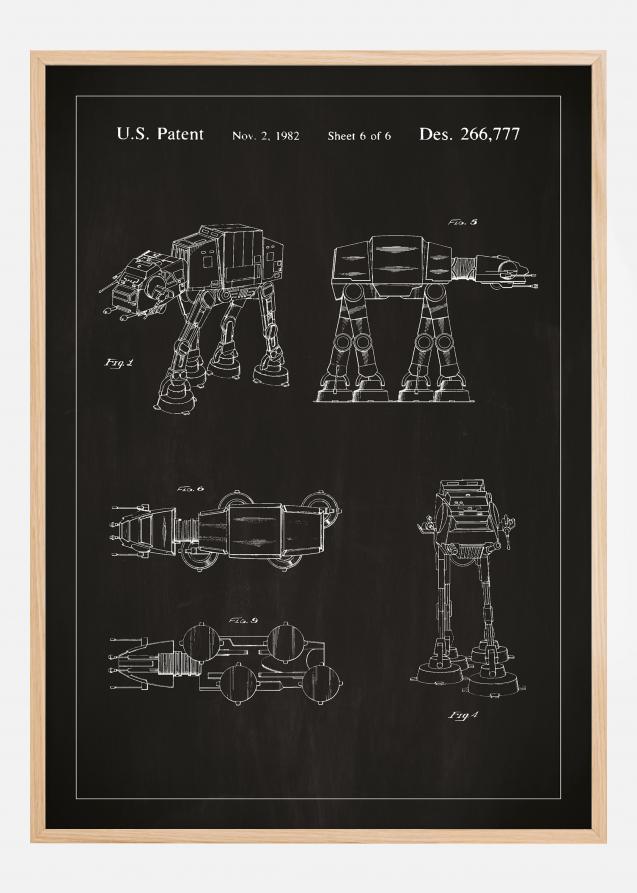 Patenttegning - Star Wars - Walker - Sort Plakat