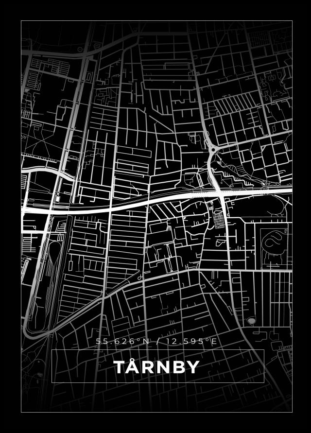 Kort - Tårnby - Sort Plakat